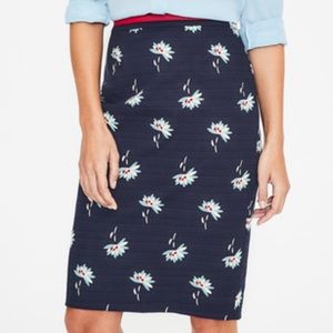 Boden Size 10 Navy Floral Pencil Skirt